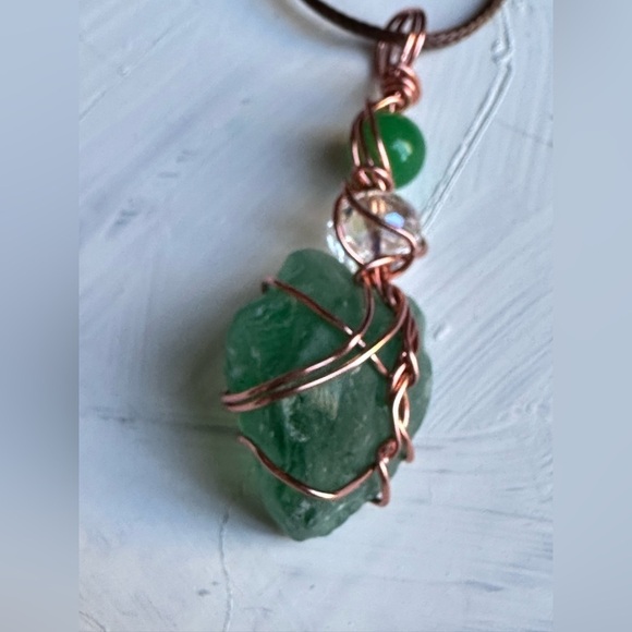 Handmade Pendant Sea Beach Glass, Necklace, Wire Wrapped Artisan 4226 Y - Picture 8 of 11